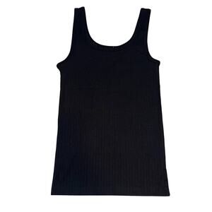 Aerie Black Ribbed Tank Top Sleeveless Stretch Fitted Basic S